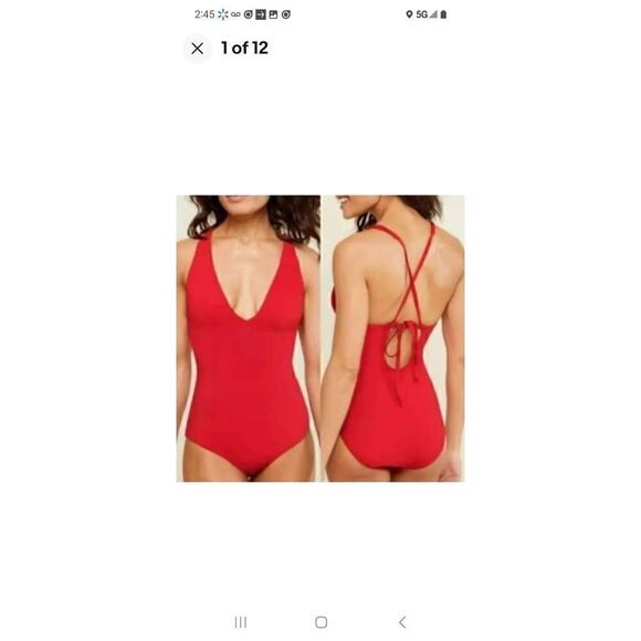 Andie LT Bali Womens Small Tall ST Swimsuit Red One Piece Criss Cross NWT - Picture 1 of 10